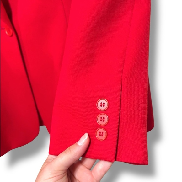 Pendleton 100% Virgin Wool Blazer in Vibrant Cherry Red Jacket Size 14 - Picture 3 of 7